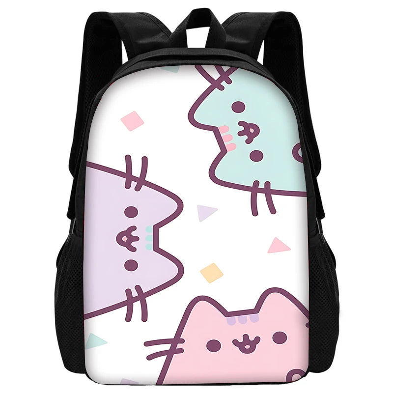 Zaino per bambini con gatti Kawaii Pusheens per la scuola con borse per il pranzo, borse per matite, borse per la scuola per ragazzi e ragazze, miglior regalo