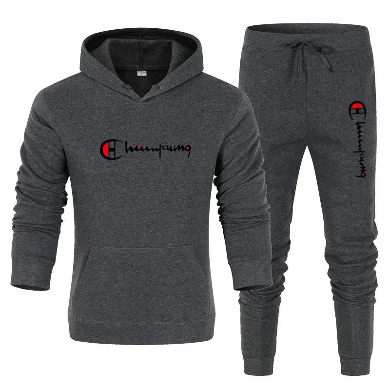 2025 Tuta da uomo Felpa con cappuccio + Pantaloni della tuta 2 pezzi Set Tuta sportiva Casual Jogger Abbigliamento sportivo 2 pezzi Set streetwear maschile