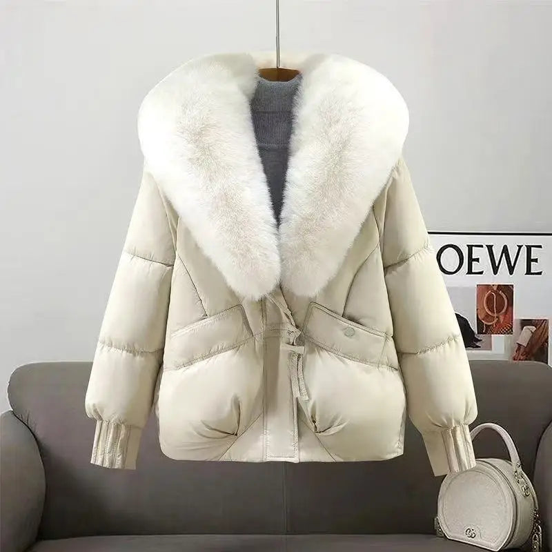 2025 inverno nuovo piumino corto imbottito donna Parka collo di pelliccia cappotti di cotone spesso vestiti nero tuta sportiva casual femminile nuovo
