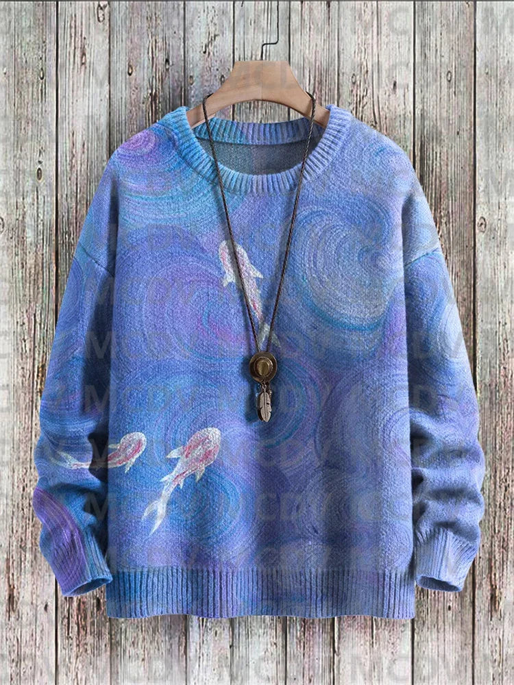 Maglione pullover lavorato a maglia con stampa multicolore casual Rainbow Art da uomo per pullover da donna