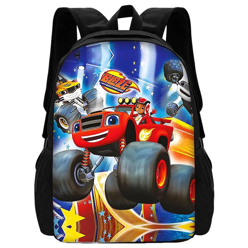 Zaino Scolastico 3D Cartoon Blaze Monster Machines con Borsa Pranzo, Astuccio, Zaino per Bambini e Bambine, Miglior Regalo