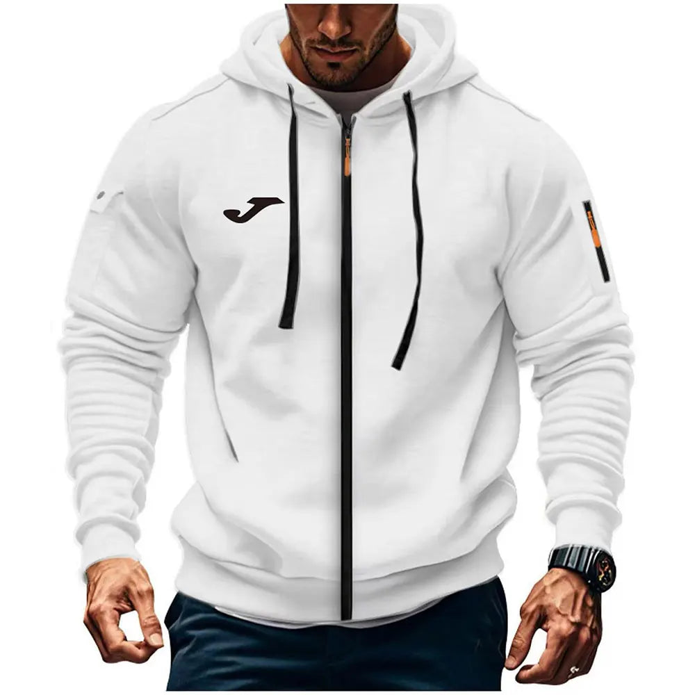 JOMA Felpa con cappuccio da uomo stile europeo, vestibilità ampia, con cerniera, per primavera e autunno, abbigliamento casual da uomo per il tempo libero e l'outdoor