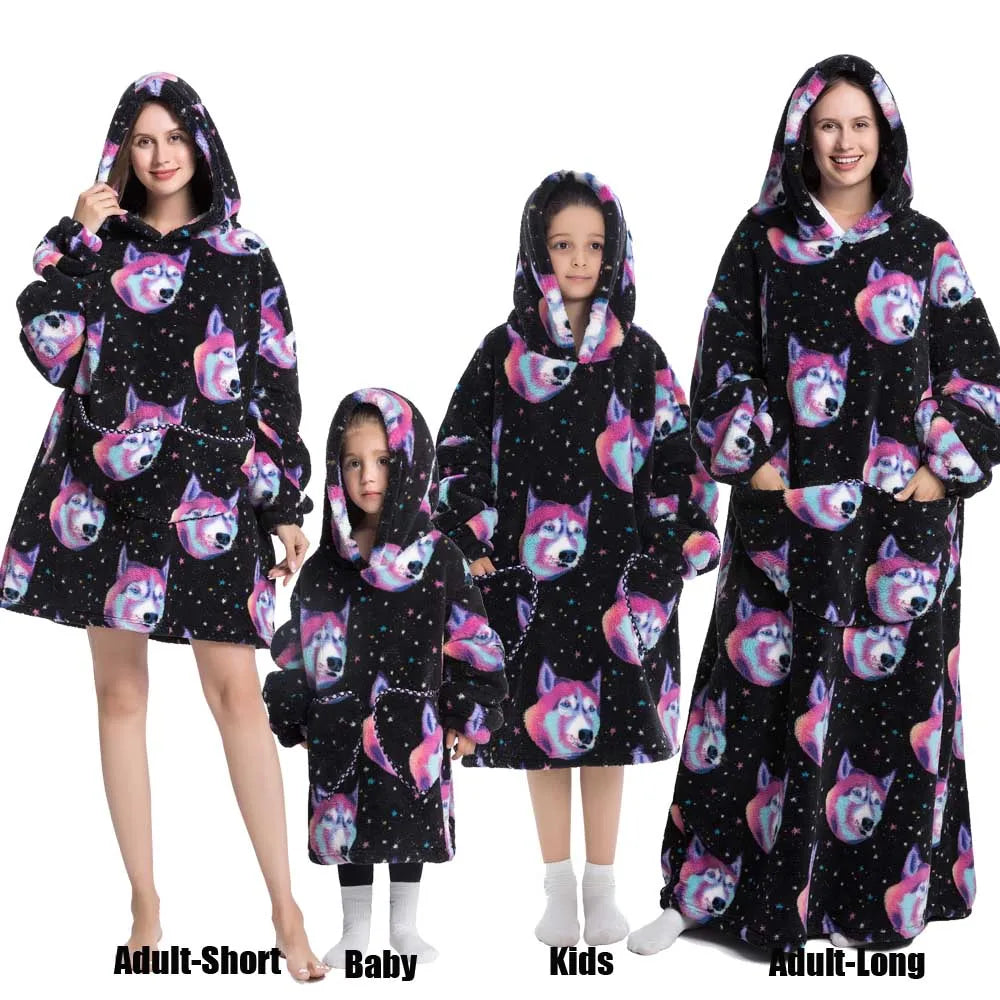 Felpe con cappuccio extra lunghe per donna Abbigliamento invernale per la casa Coperte di flanella per adulti con maniche Felpe con cappuccio morbide e calde per ragazze