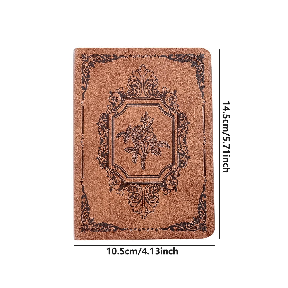 144 Sheets A6 Vintage PU Leather Journal Book Portable Lined Thick Paper Notebook Writing Diary Monthly Schedule Weekly Planner