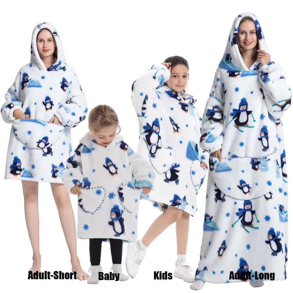 Felpe con cappuccio extra lunghe per donna Abbigliamento invernale per la casa Coperte di flanella per adulti con maniche Felpe con cappuccio morbide e calde per ragazze
