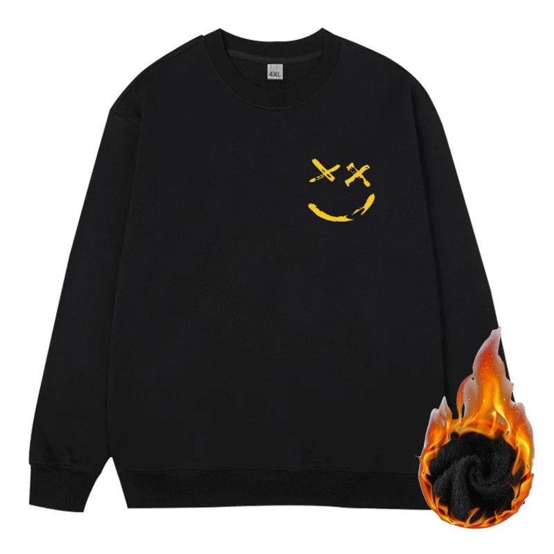 Felpa con fodera in pile taglie forti Pullover Maglione caldo oversize da uomo 6XL 7XL Girocollo Manica lunga Top larghi Abbigliamento maschile