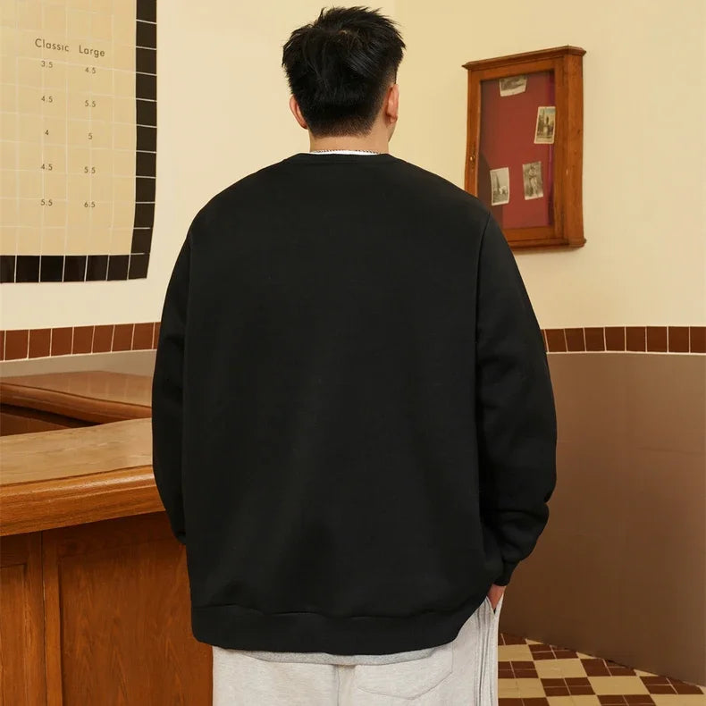 Felpa con fodera in pile taglie forti Pullover Maglione caldo oversize da uomo 6XL 7XL Girocollo Manica lunga Top larghi Abbigliamento maschile