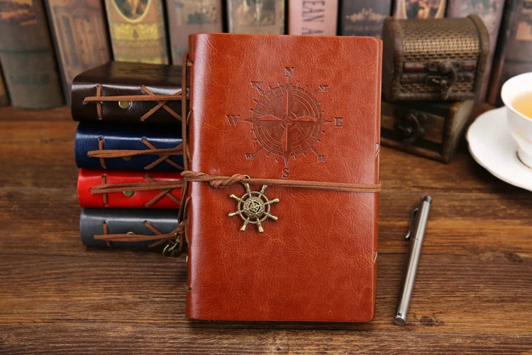 Retro Spiral Notebook Diary Notepad Vintage Pirate Anchors PU Leather Note Book Replaceable Stationery Gift Traveler Journal