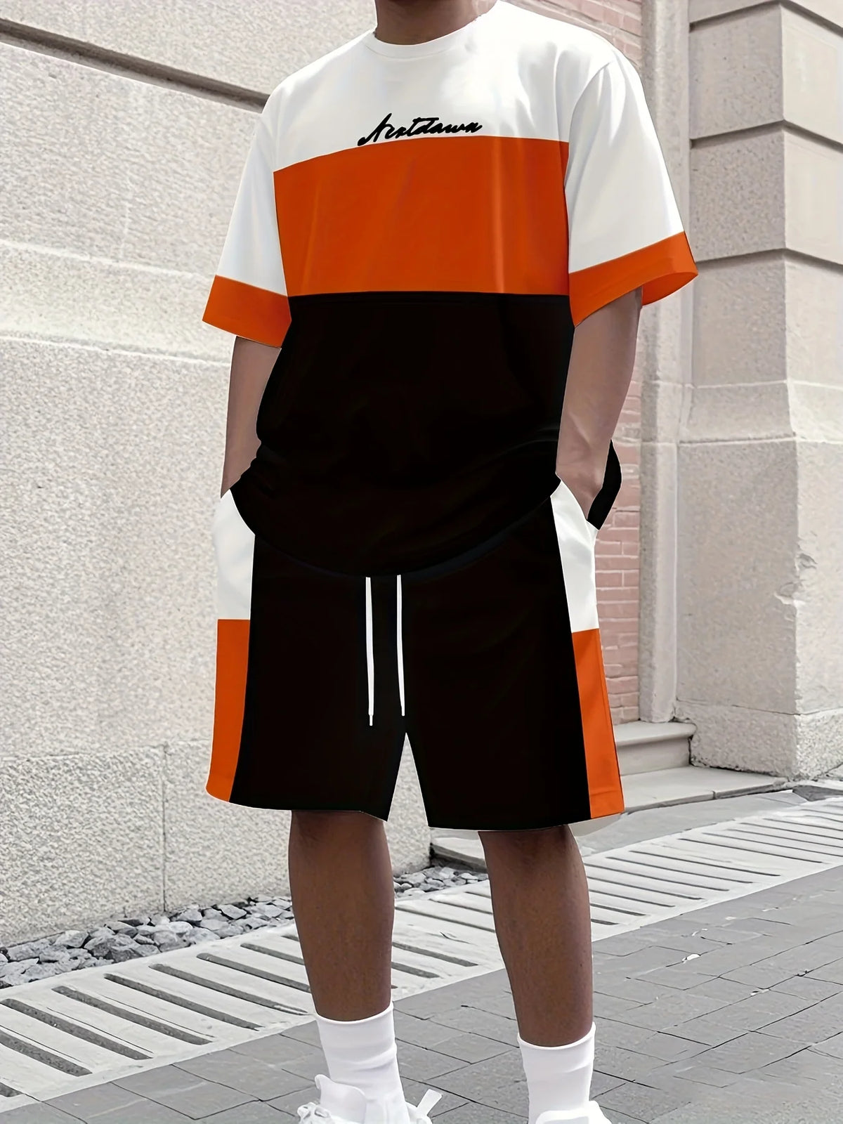 Set sportivo da uomo Set da due pezzi Girocollo Top a maniche corte e pantaloncini Completo da corsa da uomo T-shirt taglie forti T-shirt estiva da uomo