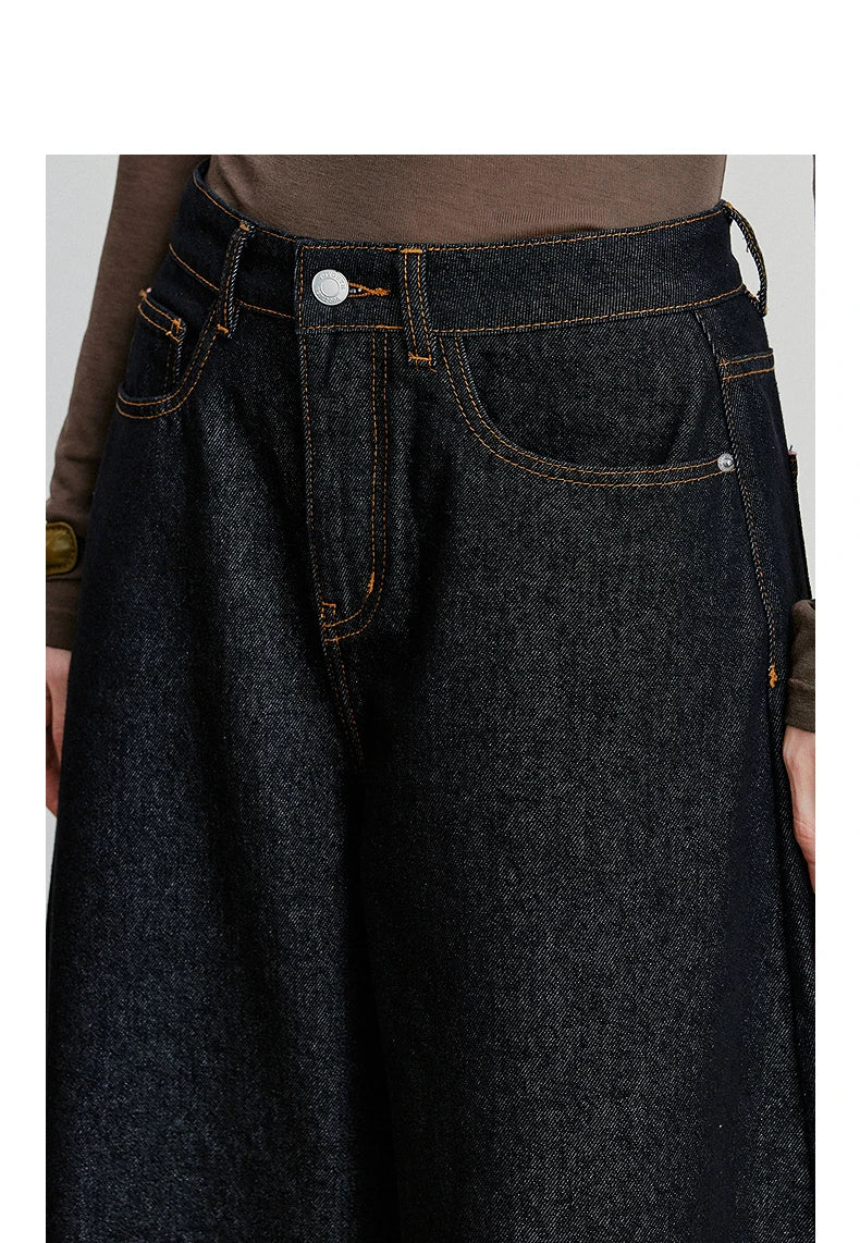 TOYOUTH Jeans denim da donna 2025 Autunno Nuovi pantaloni larghi a banana curvi larghi
