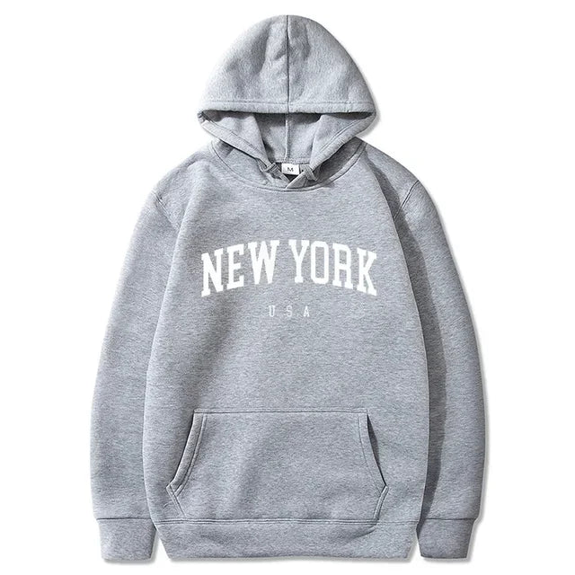 Uomo Donna New York USA City Felpe con cappuccio Moda Lettera stampata Felpe grafiche Allentate Casual Harajuku Pullover con cappuccio Abbigliamento sportivo
