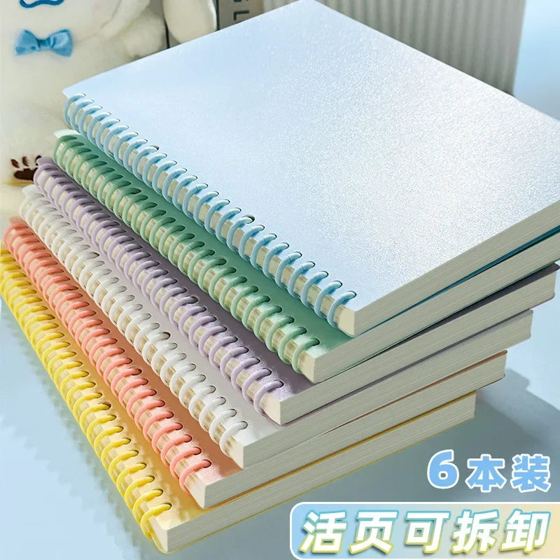 A4/A5/B5 Removable Spiral Notebook 60 Sheets Underline/Blank Loose Leaf Journal Macaron Binder for Students