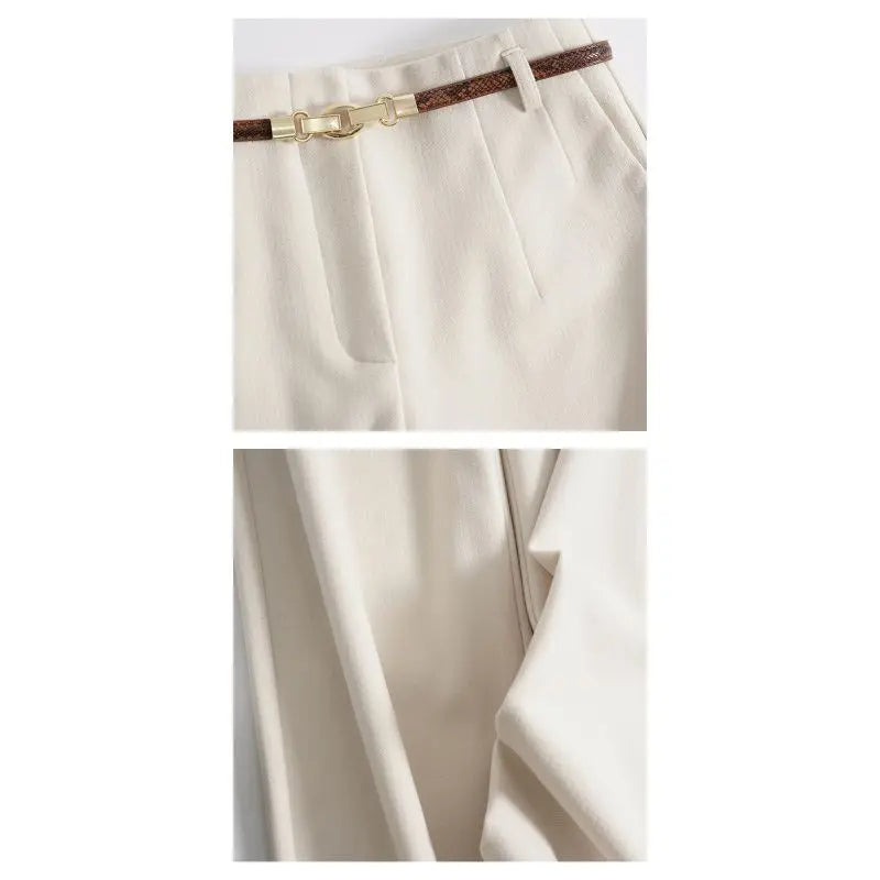 CGC Pantaloni larghi larghi a vita alta alla moda coreana Pantaloni di lana da donna Pantaloni larghi dritti solidi semplici Pantaloni da jogging casual