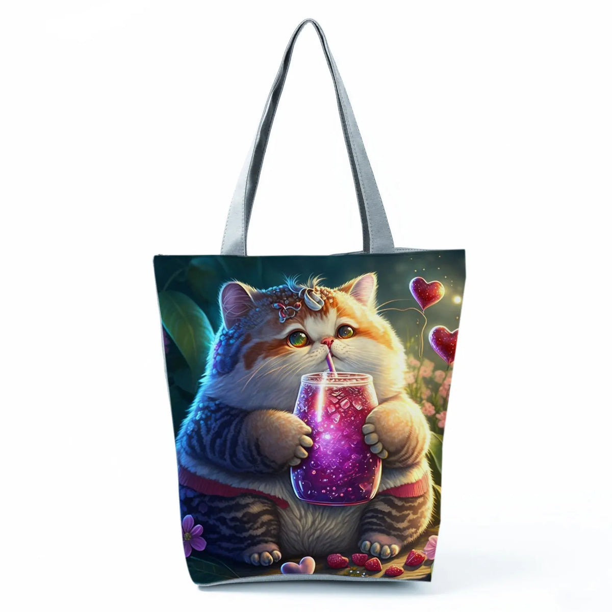 Pretty Cartoon Cat Print borse borse da spiaggia da donna ad alta capacità Cute Animal Graphic Eco borse per la spesa riutilizzabili portatili