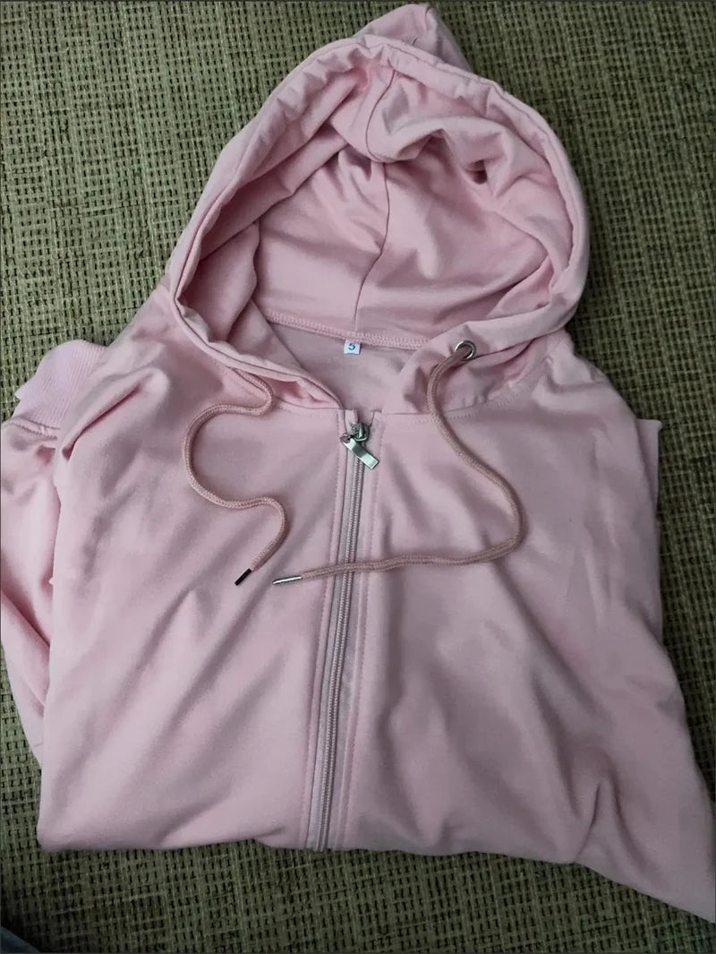 2025 Primavera Autunno Donna Felpe con cappuccio Felpe Giacca con cerniera Studentessa Top Sottile cappotto a maniche lunghe Lady Viola Capispalla casual