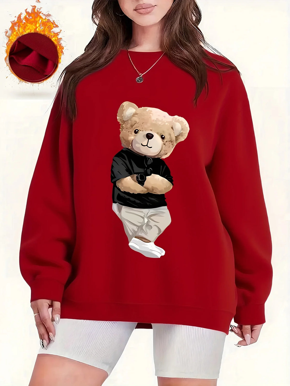 Pullover con cappuccio girocollo a maniche lunghe in velluto stampato con motivo a lettere comode e casual autunnali e invernali da donna