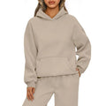 Felpa con cappuccio sportiva casual autunno inverno Felpa con cappuccio allentata moda donna a maniche lunghe tinta unita Pullover da donna