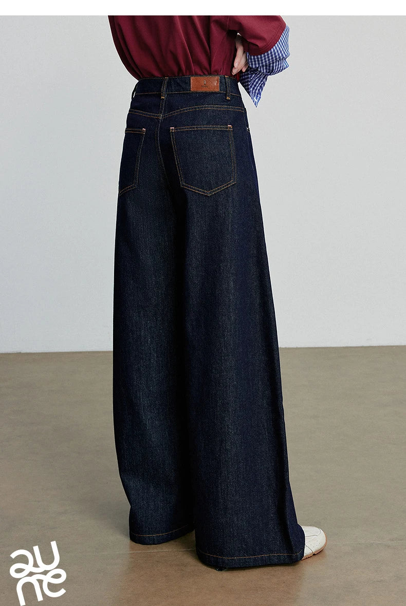 TOYOUTH Jeans denim da donna 2025 Autunno Nuovi pantaloni larghi a banana curvi larghi