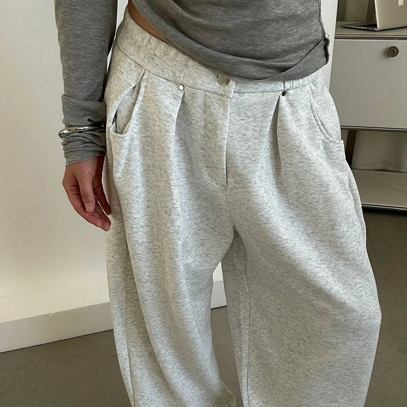 Pantaloni della tuta basic solidi da donna semplici Y2K tutti abbinati pantaloni larghi a righe a gamba larga pantaloni sportivi streetwear oversize vintage