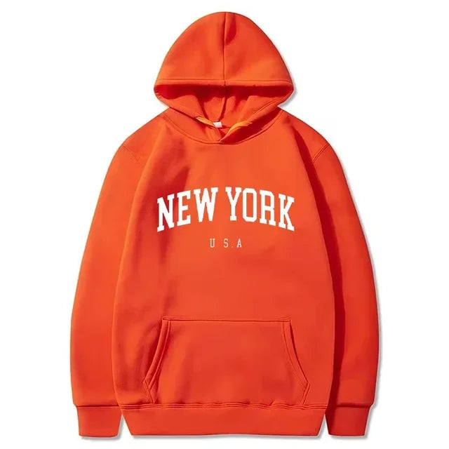 Uomo Donna New York USA City Felpe con cappuccio Moda Lettera stampata Felpe grafiche Allentate Casual Harajuku Pullover con cappuccio Abbigliamento sportivo