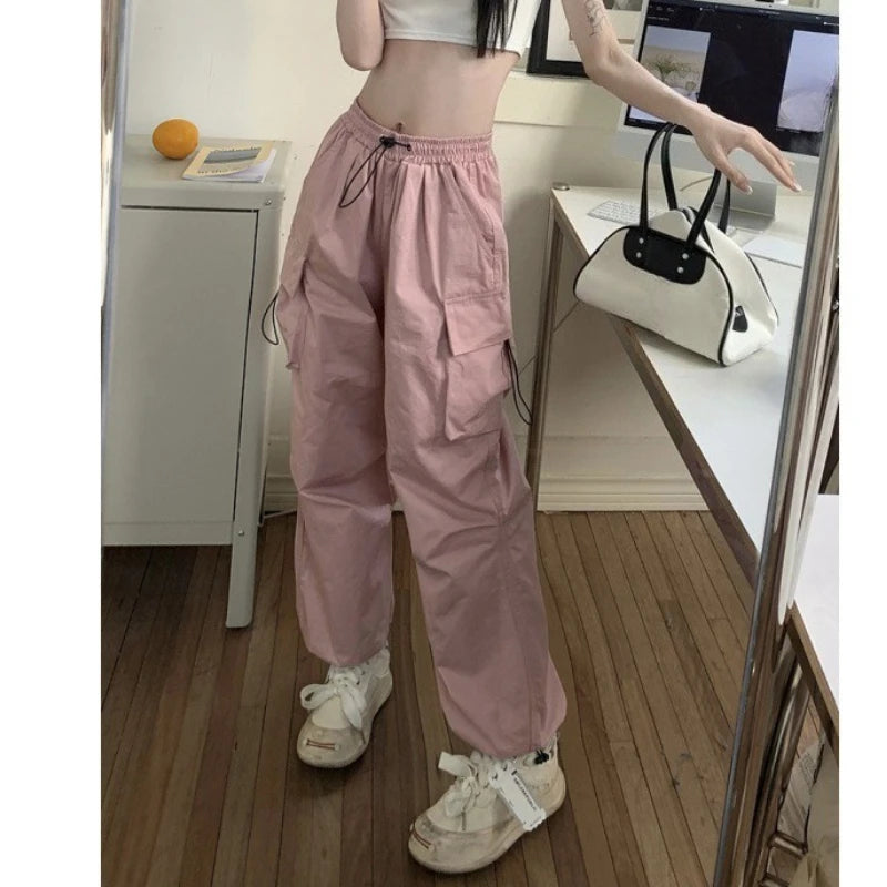Pantaloni cargo retrò Moda donna Streetwear Vita alta Pantaloni sportivi casual sottili Pantaloni sportivi Harajuku Abbigliamento donna Pantaloni Mujer