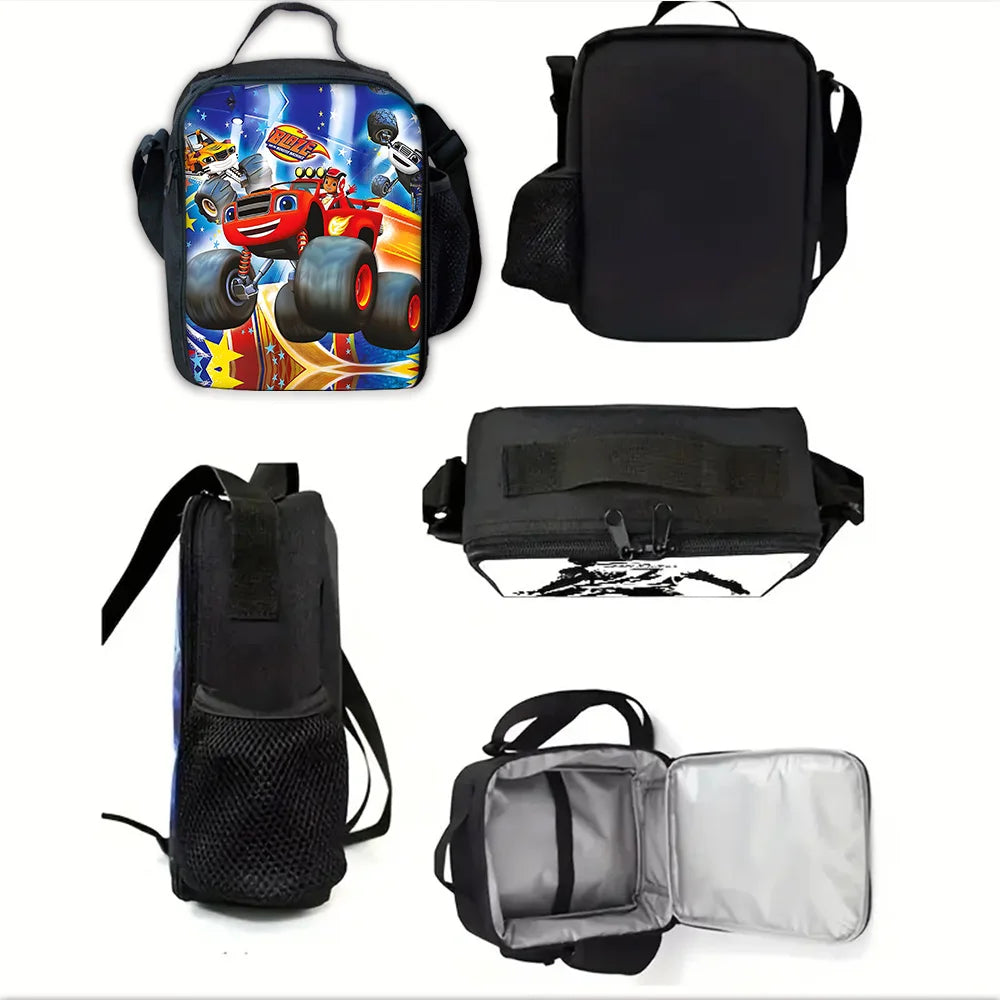 Zaino Scolastico 3D Cartoon Blaze Monster Machines con Borsa Pranzo, Astuccio, Zaino per Bambini e Bambine, Miglior Regalo