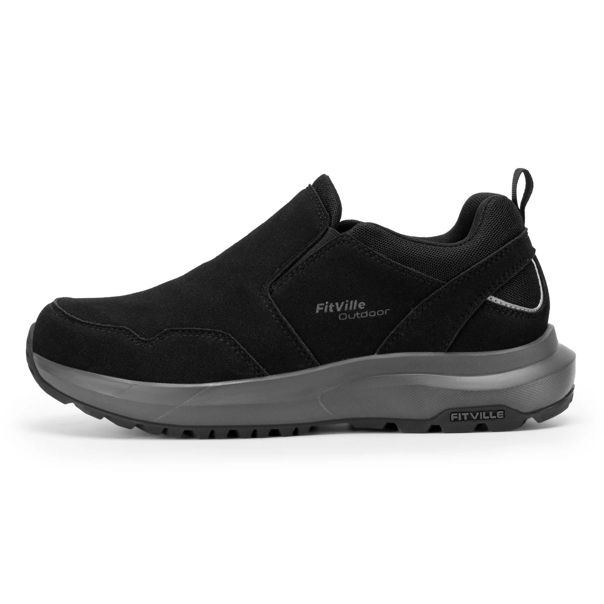 FitVille Mocassini da trekking extra larghi da uomo, comode scarpe da passeggio ortopediche con supporto per l'arco plantare per sentieri di trekking all'aperto, piedi piatti e sollievo dal dolore ai piedi
