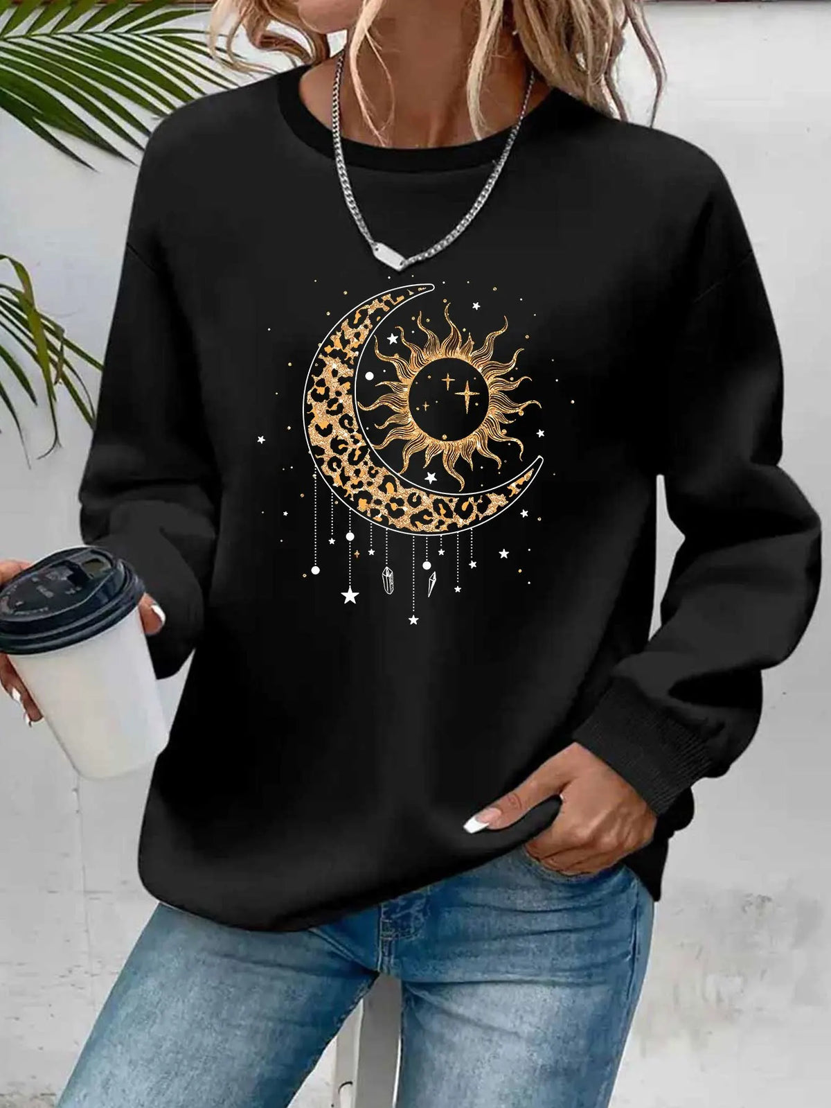 Pullover con cappuccio girocollo a maniche lunghe in velluto stampato con motivo a lettere comode e casual autunnali e invernali da donna