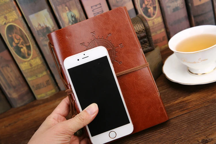 Retro Spiral Notebook Diary Notepad Vintage Pirate Anchors PU Leather Note Book Replaceable Stationery Gift Traveler Journal