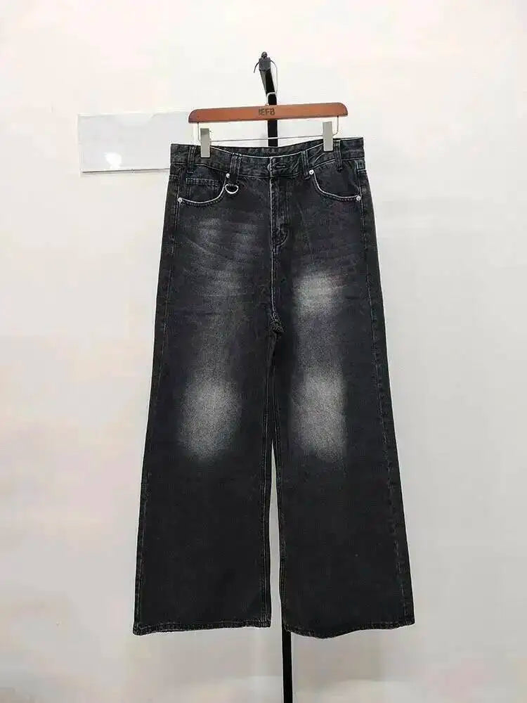 IEFB Pantaloni in denim da uomo estivi Vecchio blu lavato Jeans maschili Dritto Casual da uomo Pantaloni larghi a gamba larga Nuova moda 9C354