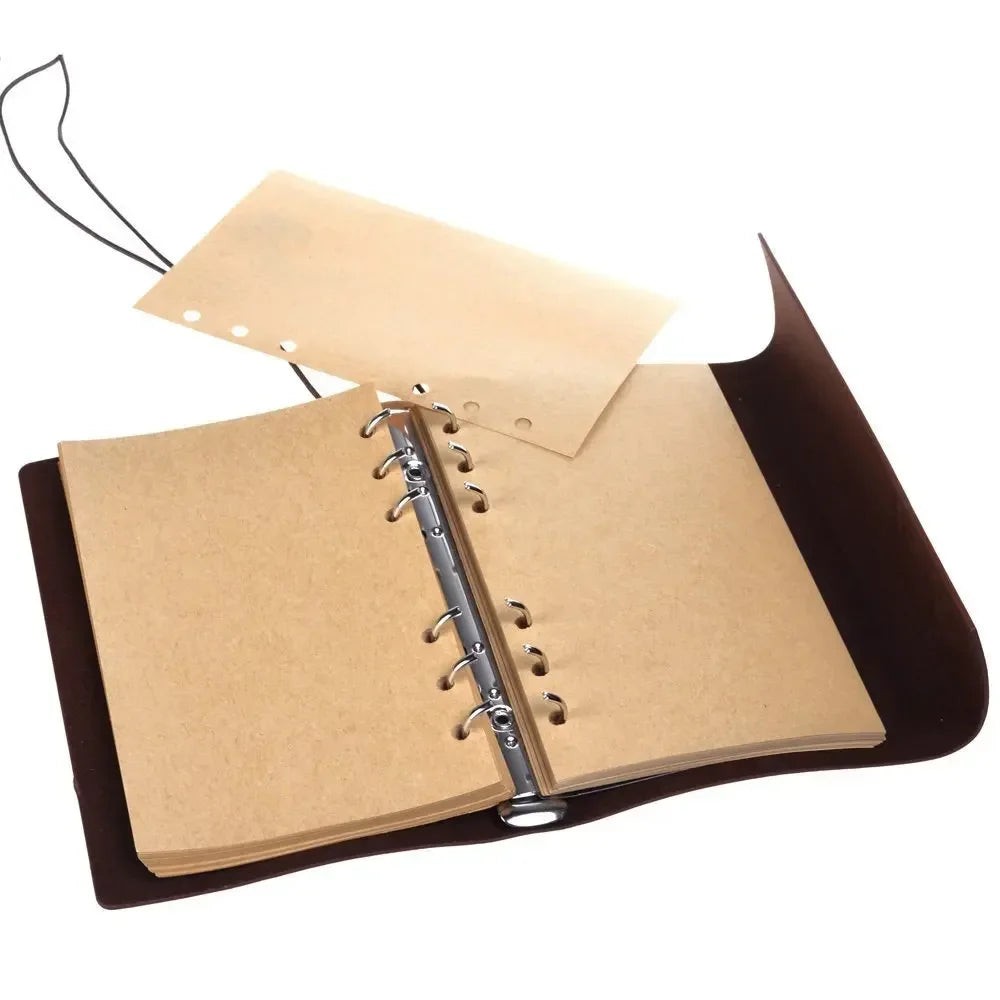 Retro Notebooks & Journals Agenda Binder Sketch Book Leather Soft Cover 14x10cm Replaceable Kraft Paper Inner Korean Stationery