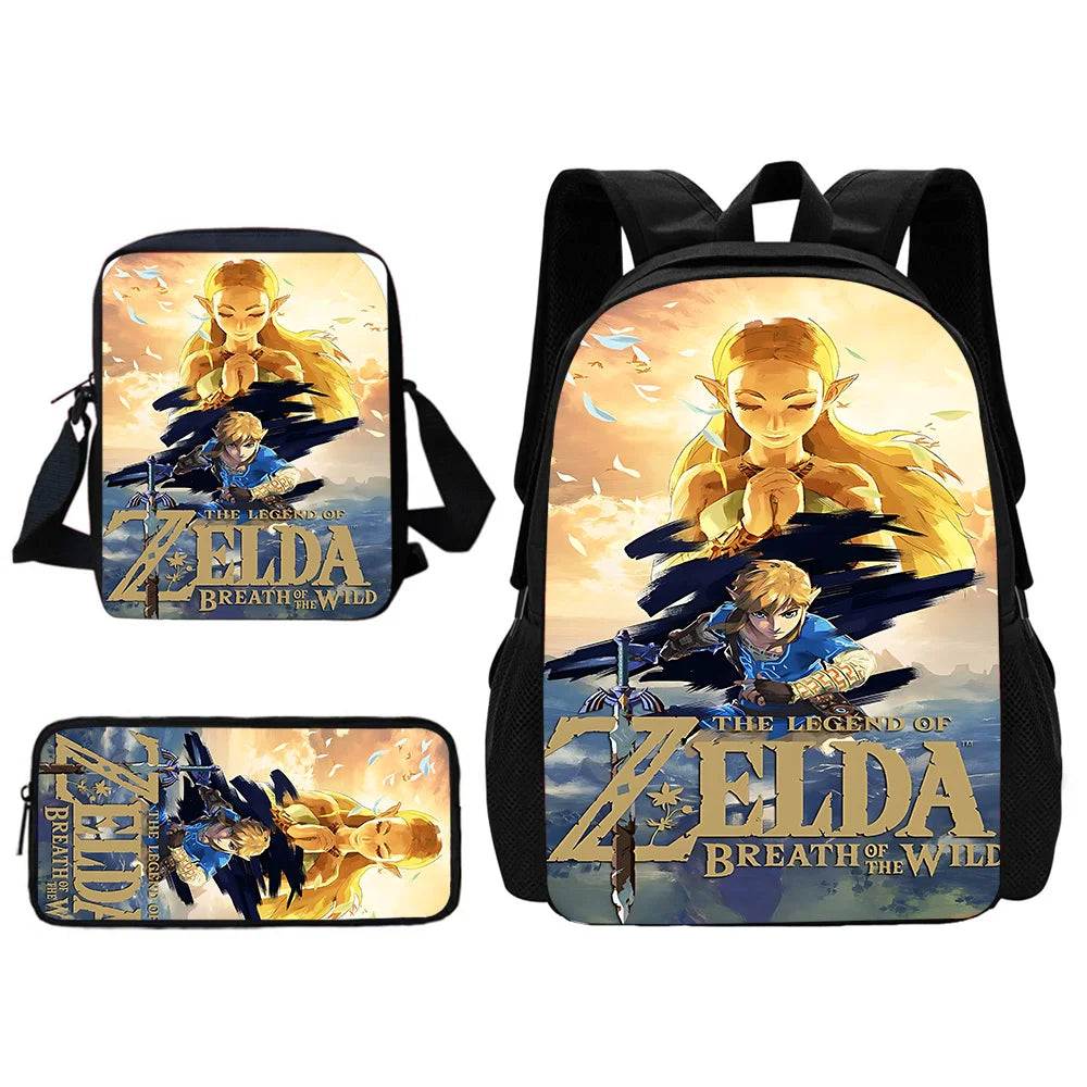 Zaino per la scuola dei bambini The Legends of Zeldas con borse per il pranzo, borse per matite, borse per la scuola per ragazzi e ragazze, miglior regalo