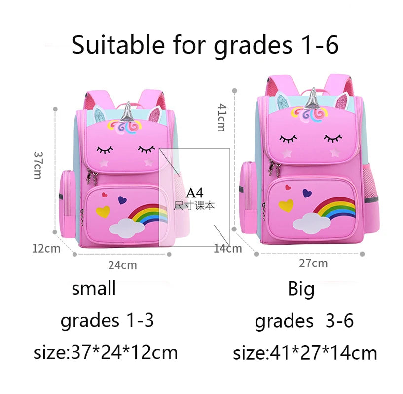 Zaino per bambina con borsa da scuola per adolescenti con stampa unicorno impermeabile di grande capacità per 2-16 anni Zaino per bambini Kawaii carino