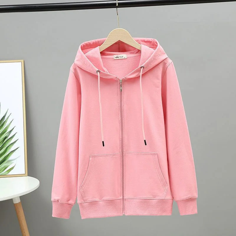 2025 Primavera Autunno Donna Felpe con cappuccio Felpe Giacca con cerniera Studentessa Top Sottile cappotto a maniche lunghe Lady Viola Capispalla casual