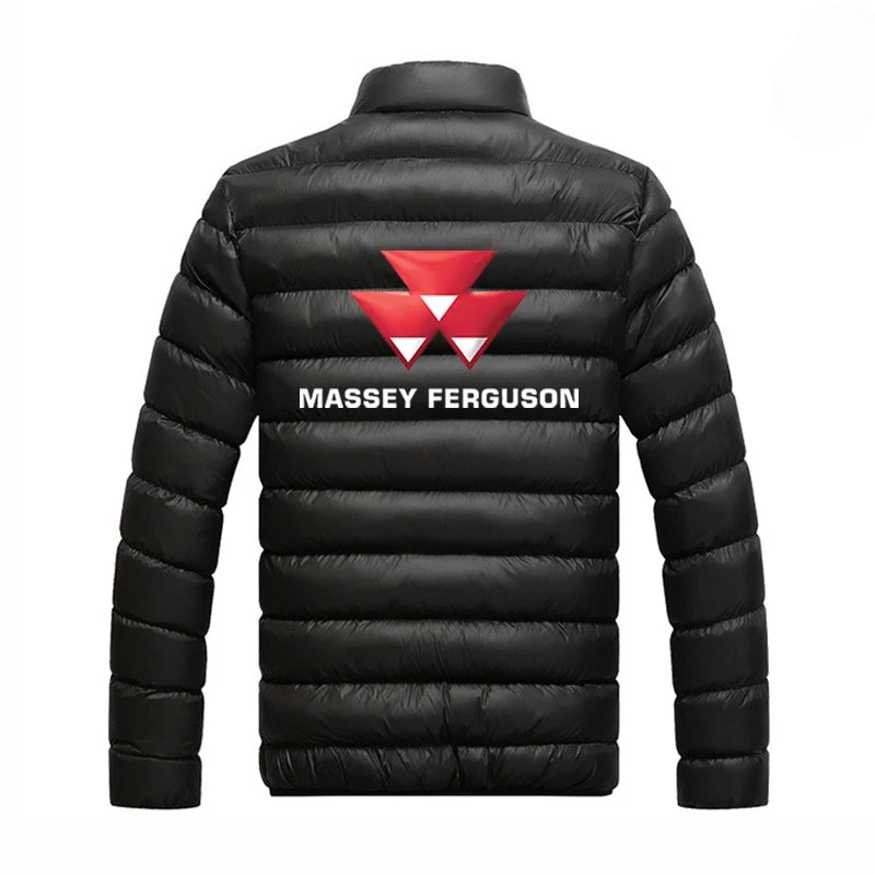 2025 Autunno Inverno Uomo Massey Ferguson Logo Stampa Colletto alla coreana Piumini Moda Cappotto in pile Cerniera calda Felpe con cappuccio sottili