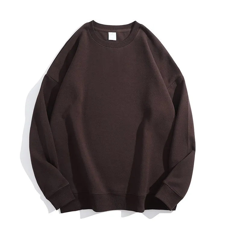 Maglione con spalle scoperte e collo rotondo in cotone sano di alta qualità da 40 colori per uomo e donna, ampio con spalle scoperte oversize