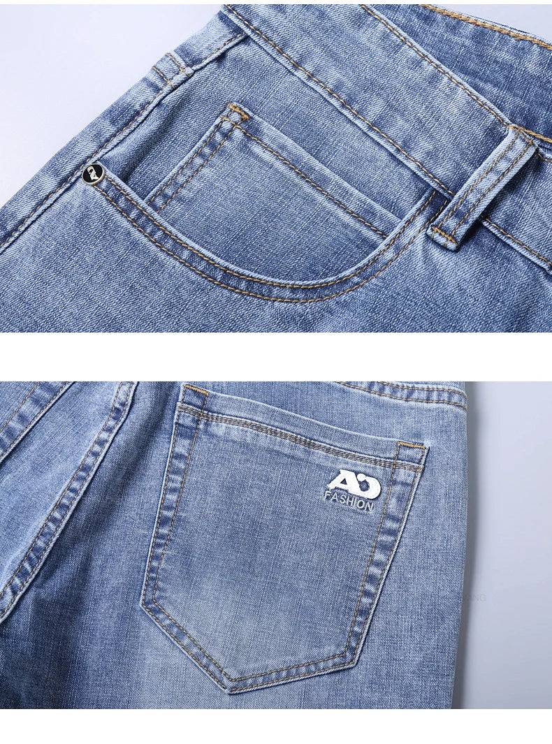 Jeans slim azzurri da uomo primaverili Pantaloni in denim in tessuto elasticizzato casual alla moda Pantaloni classici Grigio fumo