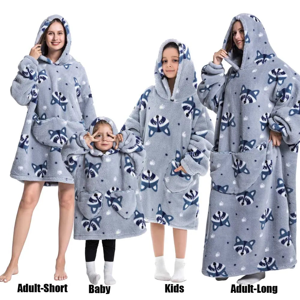 Felpe con cappuccio extra lunghe per donna Abbigliamento invernale per la casa Coperte di flanella per adulti con maniche Felpe con cappuccio morbide e calde per ragazze
