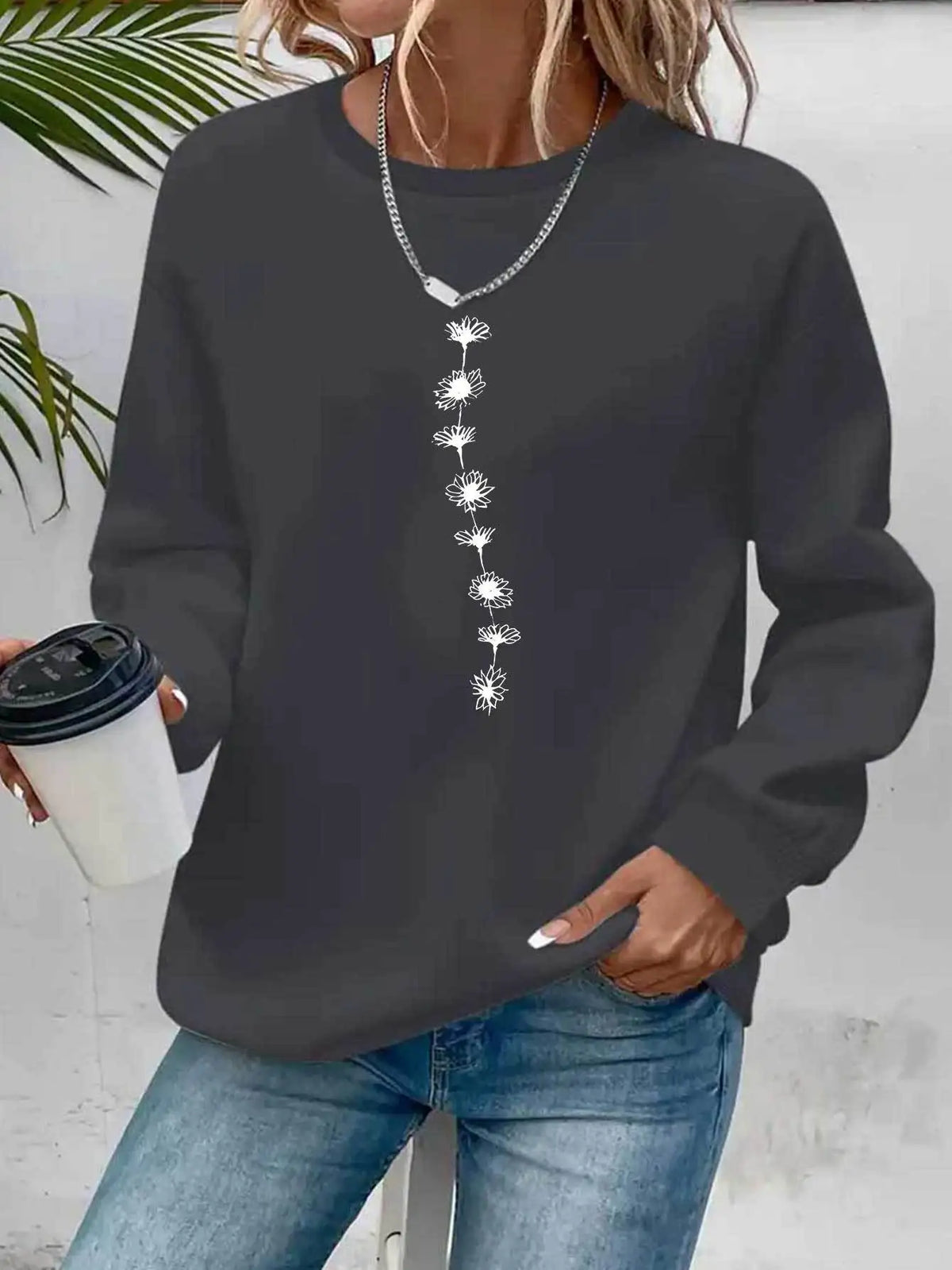 Pullover con cappuccio girocollo a maniche lunghe in velluto stampato con motivo a lettere comode e casual autunnali e invernali da donna