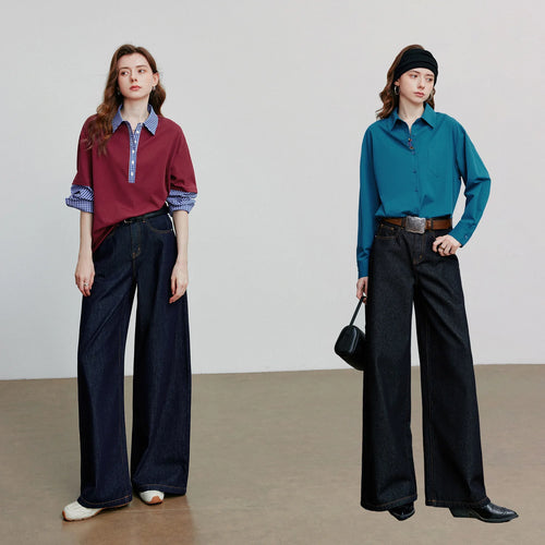 TOYOUTH Jeans denim da donna 2025 Autunno Nuovi pantaloni larghi a banana curvi larghi