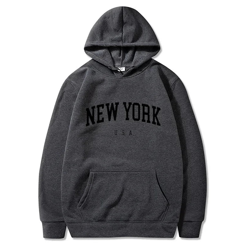 Uomo Donna New York USA City Felpe con cappuccio Moda Lettera stampata Felpe grafiche Allentate Casual Harajuku Pullover con cappuccio Abbigliamento sportivo