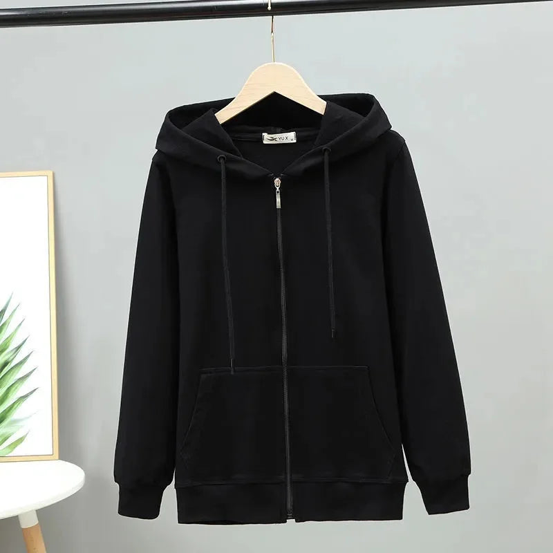 2025 Primavera Autunno Donna Felpe con cappuccio Felpe Giacca con cerniera Studentessa Top Sottile cappotto a maniche lunghe Lady Viola Capispalla casual