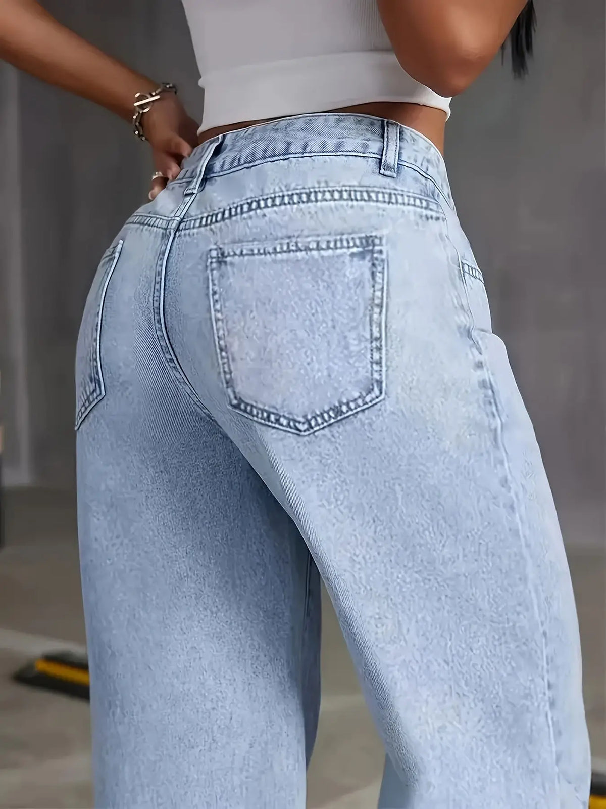 Jeans per donna Y2k vestiti pantaloni in denim a gamba larga azzurri moda allentata semplice elasticizzato libero quattro stagioni popolare casual