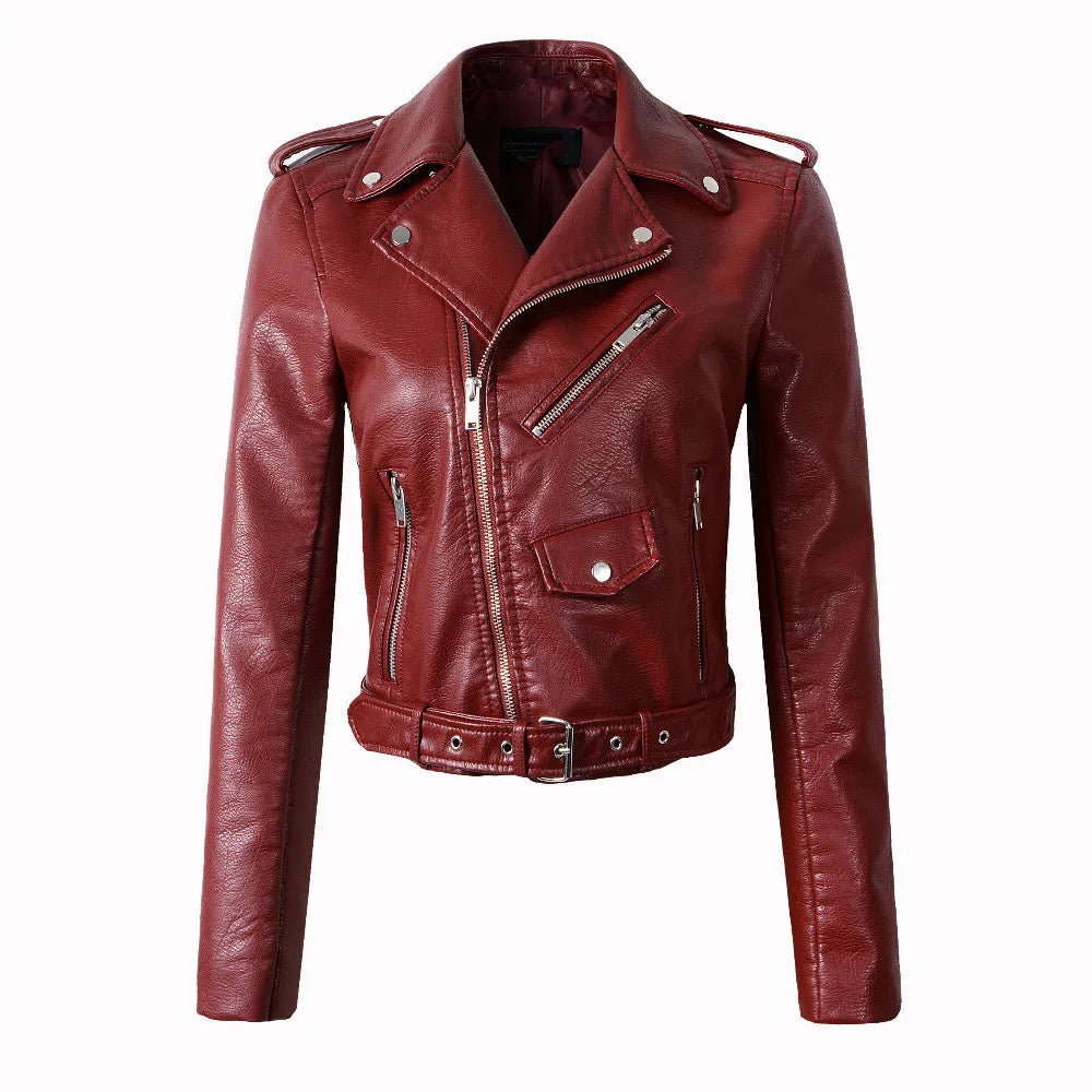 2025 Primavera Autunno Nuova giacca di pelle da donna Abbigliamento da moto Cappotto corto