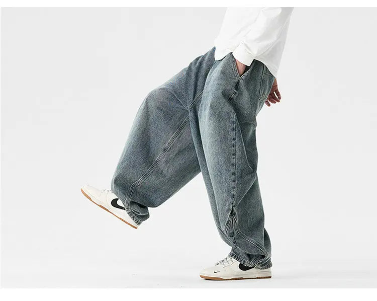 Pantaloni in denim a gamba larga da uomo streetwear Jeans larghi Harajuku Pantaloni jeans oversize casual da uomo Moda uomo di grandi dimensioni 5XL