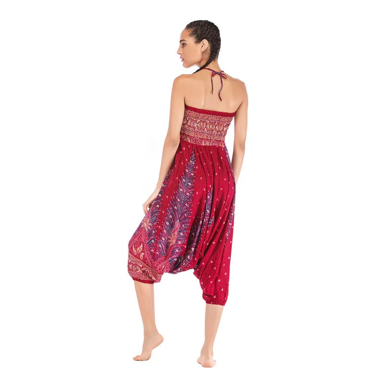 Pantaloni della Boemia Donna Pantalones Mujer Hippie Vita alta Rayon Harem Baggy Boho Yoga Beach Wear Pour Femme Calca Feminina Stampato