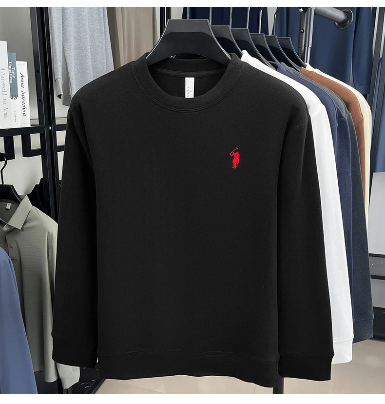 T-shirt a maniche lunghe di marca di lusso da uomo autunno Paul trendy squisito pony ricamo pullover allentato casual girocollo felpa