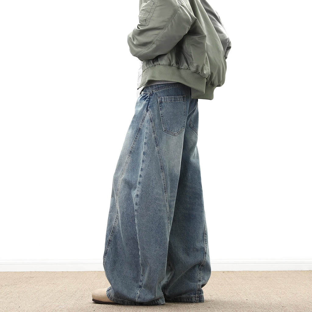 Jeans Larghi da Uomo in Denim, Pantaloni Larghi Stile Cowboy, Jeans Baggy da Uomo alla Moda, Lavati, Streetwear Casual