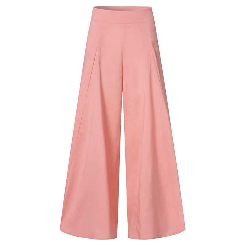 Pantaloni a gamba larga a vita alta da donna alla moda Primavera Autunno Pantaloni a zampa d'elefante eleganti femminili Pantaloni lunghi larghi casual per le vacanze solidi Nuovo