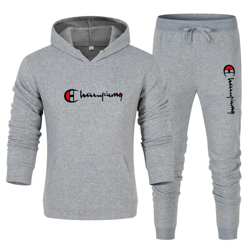 2025 Tuta da uomo Felpa con cappuccio + Pantaloni della tuta 2 pezzi Set Tuta sportiva Casual Jogger Abbigliamento sportivo 2 pezzi Set streetwear maschile